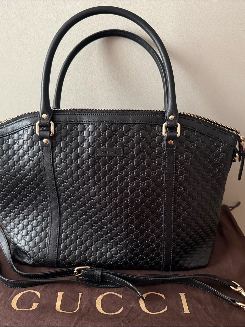 GUCCI Large Dome Micro Guccissima Black Leather Satchel Bag - Picture 3 of 8